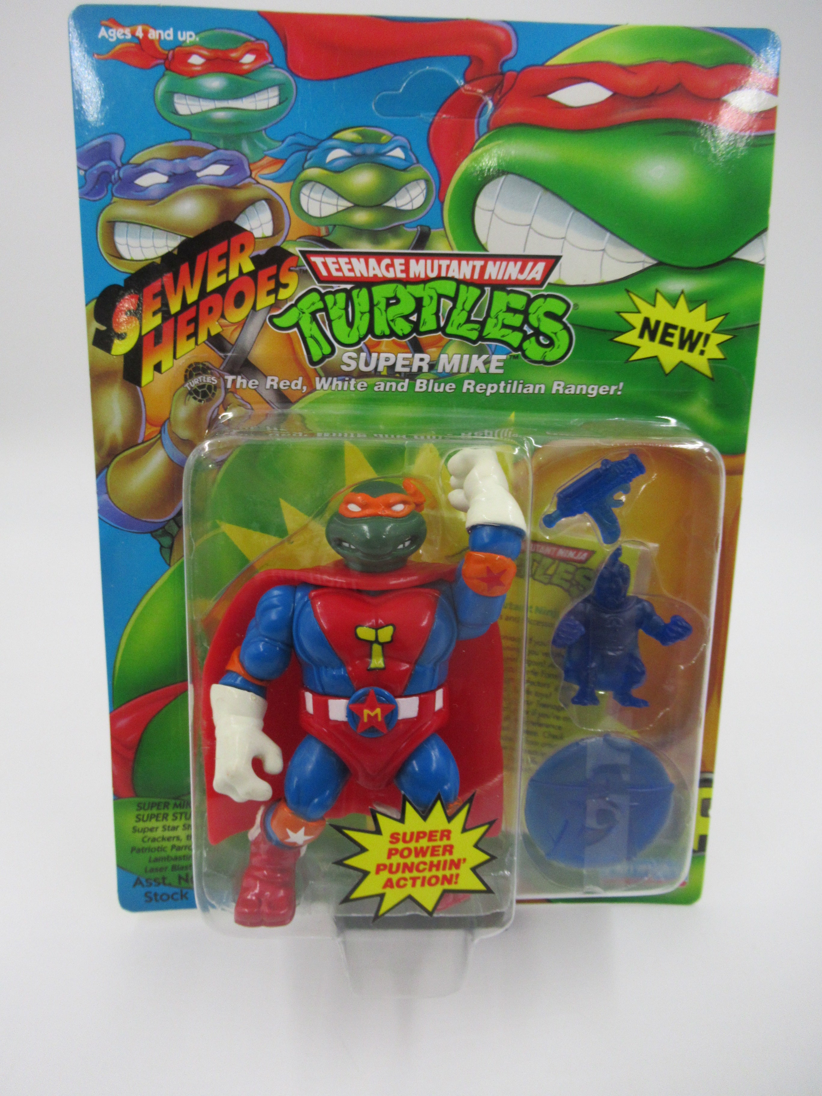 Teenage Mutant Ninja Turtles Sewer Heroes Super Michaelangelo (Blue Weapons) Figure TMNTs - Playmates (1993)